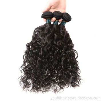 Amazon Hot Sale Human Indian Hair Extensions Water Wave Hair Weave Bundles Natural Color Can Be Dyed Remy Hair Bundles